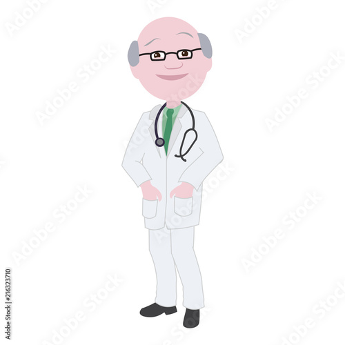 Experienced Happy Professional Doctor Smiling Looking at Camera Putting his Hands in the Pocket © Cartoon-Designer