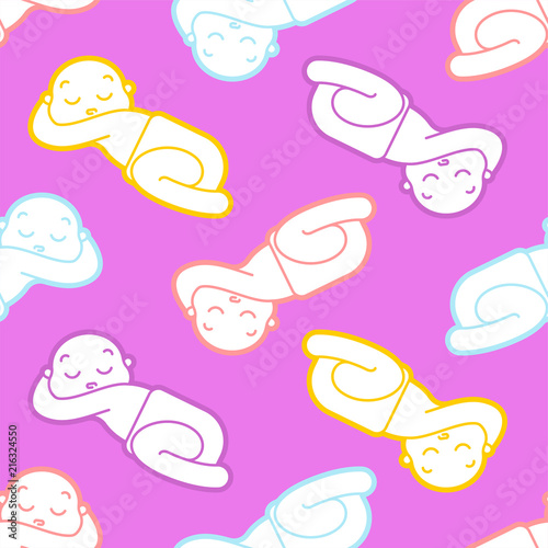 Baby pattern seamless. Newborn background. kid in diaper. Vector illustration