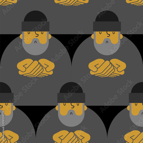 Homeless pattern seamless. Beggars background. Poor ornament. bum hobo Vector illustration
