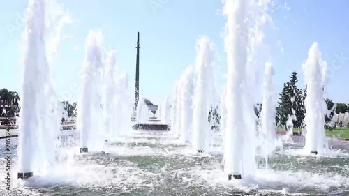 Fountain in Victory Park on Poklonnaya hill, Moscow, Russia. memory of those killed during the great Patriotic war
