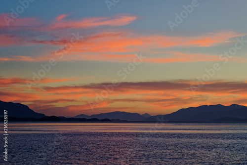 Southern landscapes at sunset of the Chilean Patagonia