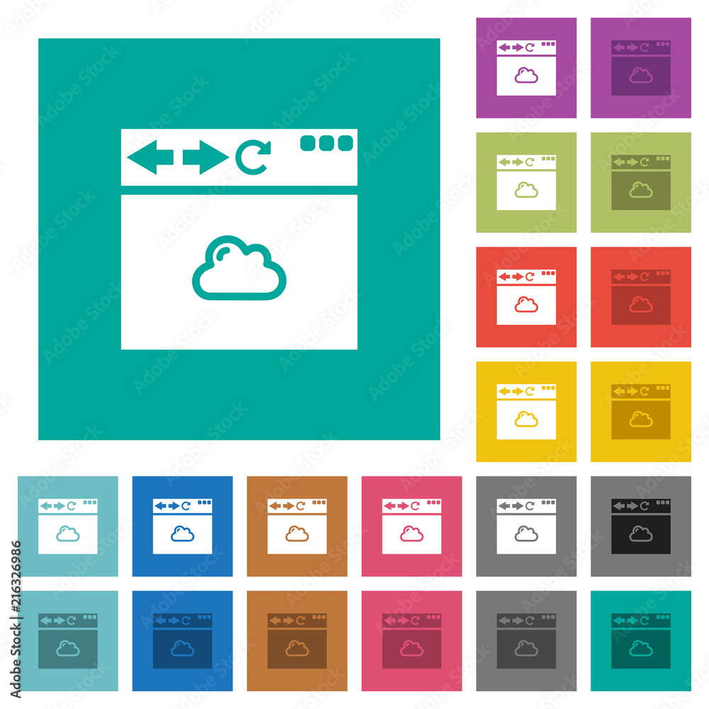 Browser cloud square flat multi colored icons Browser cloud square flat multi colored icons