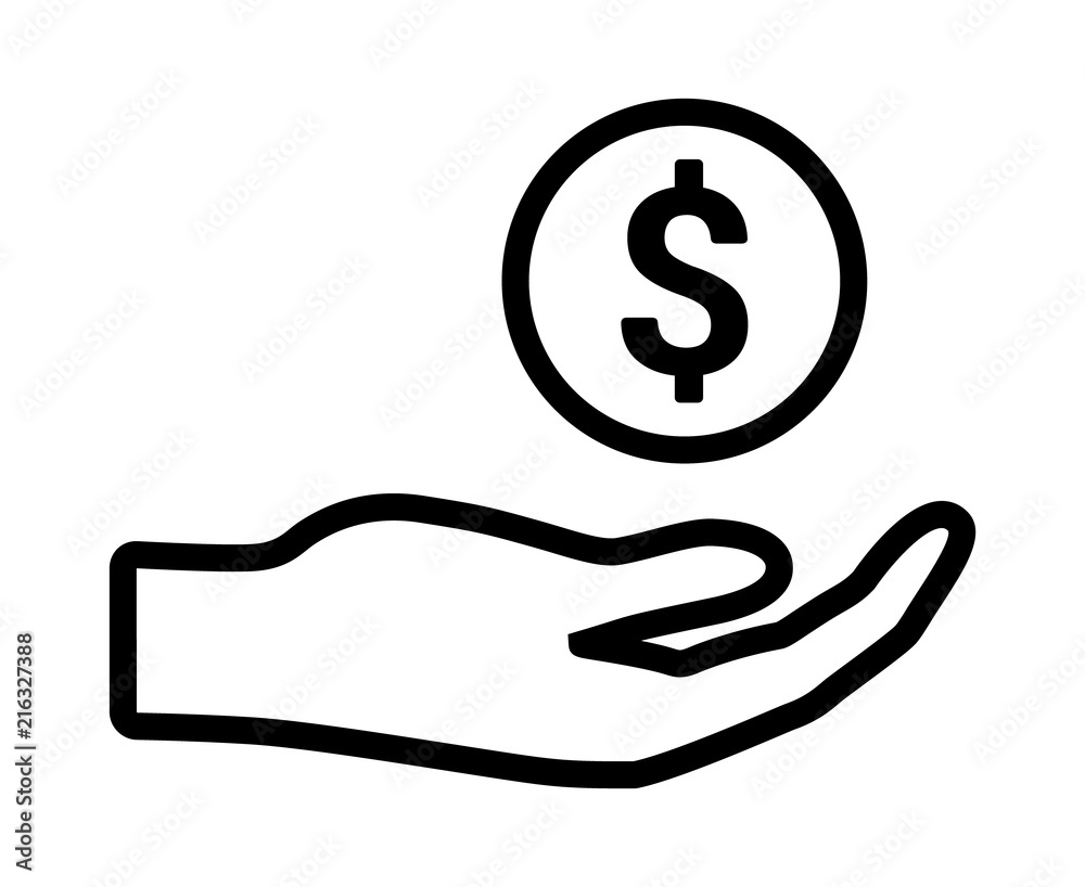 Hand holding money as a donation to charity or fundraiser / fundraising  line art vector icon for finance apps and websites Stock Vector | Adobe  Stock