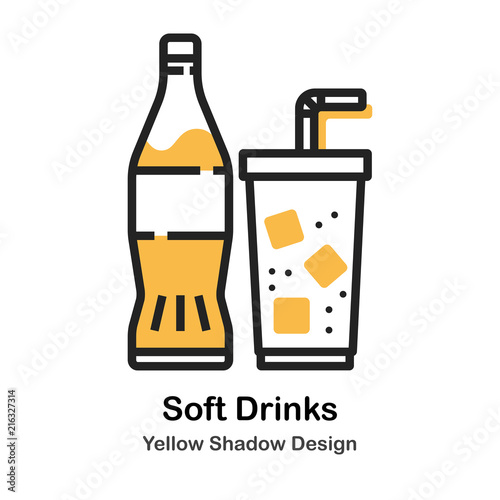 Soft Drinks Lineal Color Illustration