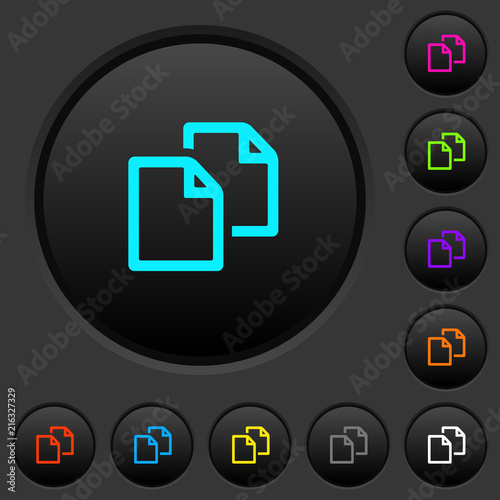 Copy document dark push buttons with color icons
