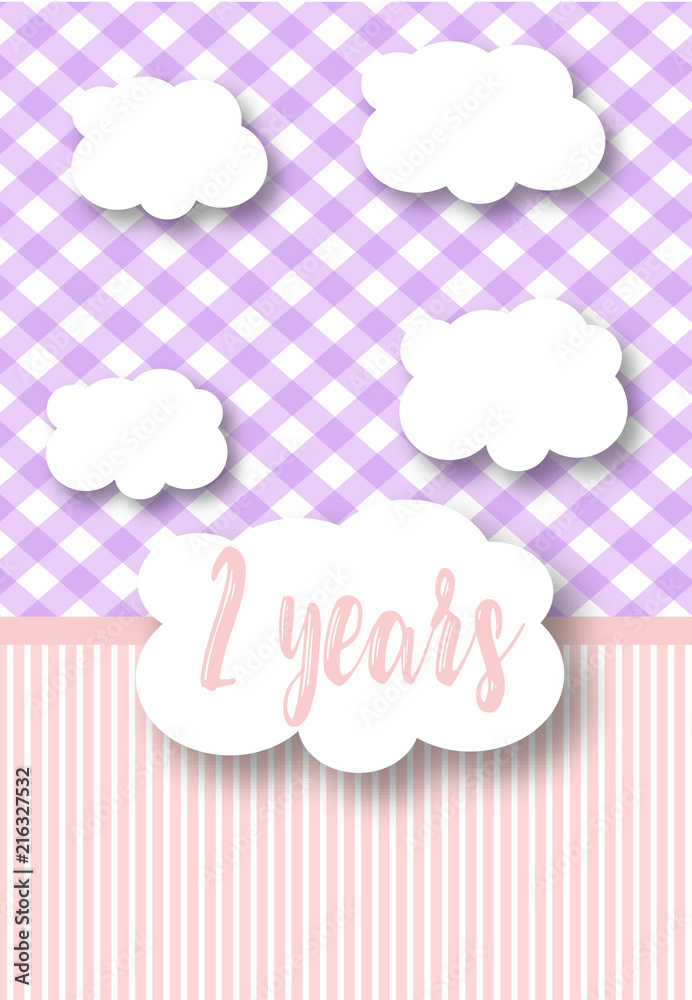 Baby postcard - birthday - 2 years old, mock-up invitation card for baby party Baby postcard - birthday - 2 years old, mock-up invitation card for baby party