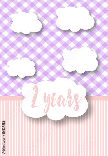 Baby postcard - birthday - 2 years old, mock-up invitation card for baby party