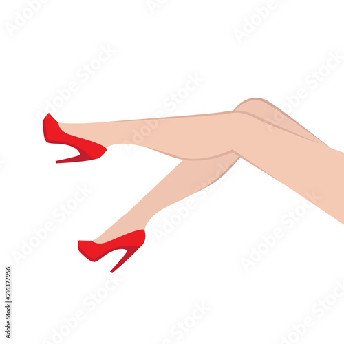 Woman legs in red shoes