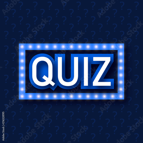 Quiz night announcement poster design web banner background vector illustration. Pub quiz held in a pub or bar, night club. Modern pub team game. Questions game shining retro light banner