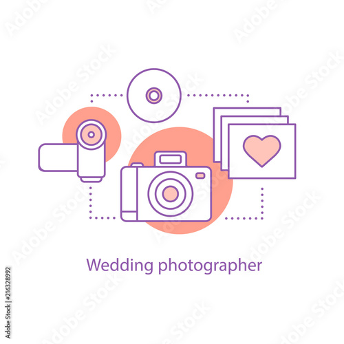 Wedding photographer and videographer concept icon