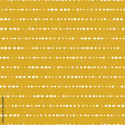 Horizontal dotted lines seamless vector background. White dots on gold background. Aabstract pattern design. Abstract geometric lines doodle background. Christmas, wedding, party, celebration, invite