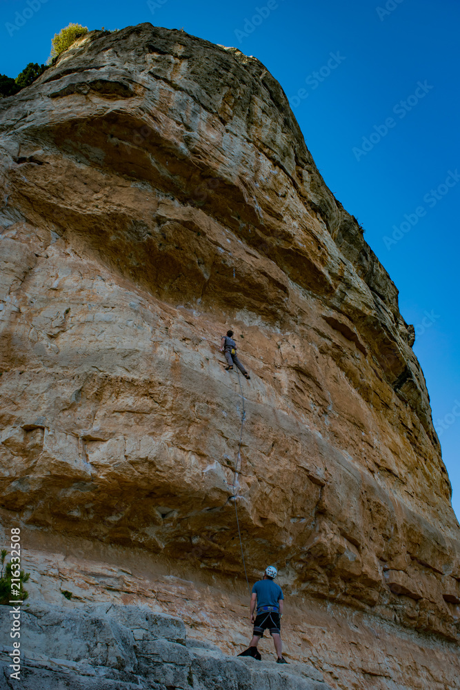 Man rock climbing in Siurana