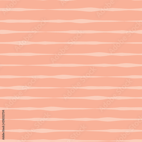 Abstract seamless vector background pink coral orange. Orange and pink hues hand drawn lines in rows on peach background. Peachy shades background. Hand drawn wavy doodle strokes. Textured backgound.
