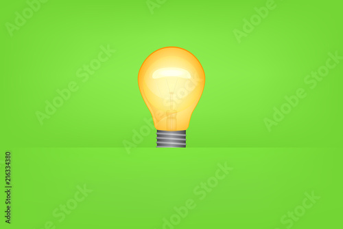 Light bulb on green background, vector