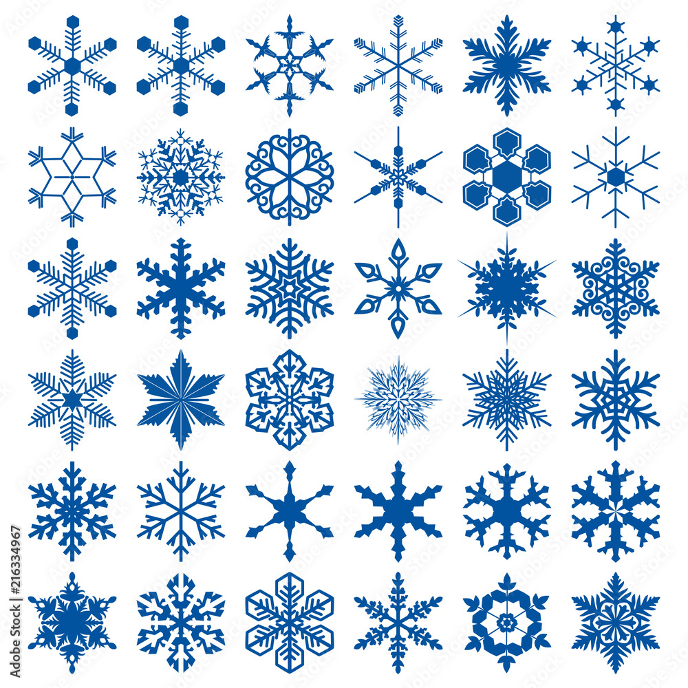 Big collection of different snowflakes