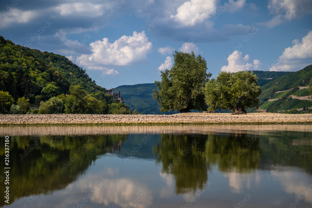 Fototapeta premium Sandbank im Rhein