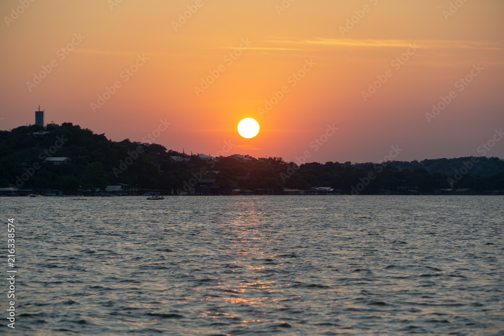 Sunset on a Hill Country Texas Lake from the water Sunset on a Hill Country Texas Lake from the water