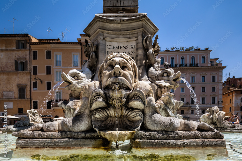 Detail from the Fontana del Pantheon, located in the Piazza della Rotunda in front of the Pantheon in Rome