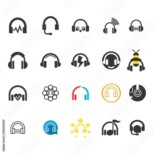 Earphone logo. Headphone logo. Headset Symbol. Vector eps 08.