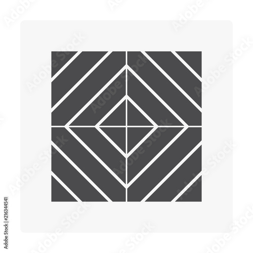 Floor pattern vector icon. For paving finishing and landscaping decoration material i.e. wood, tile, stone and paver block floor. For interior, exterior and outdoor.