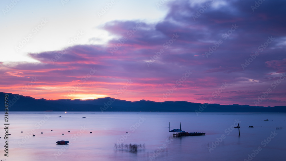 Obraz premium South Tahoe main beach dock panorama 