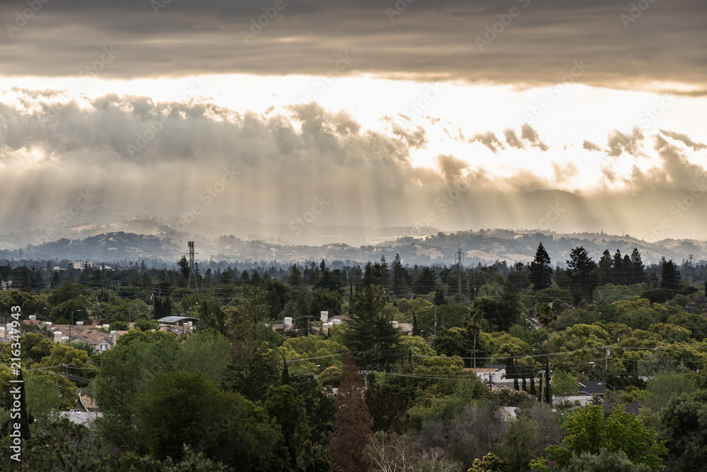 Sunset through the clouds over San Jose, CA 3