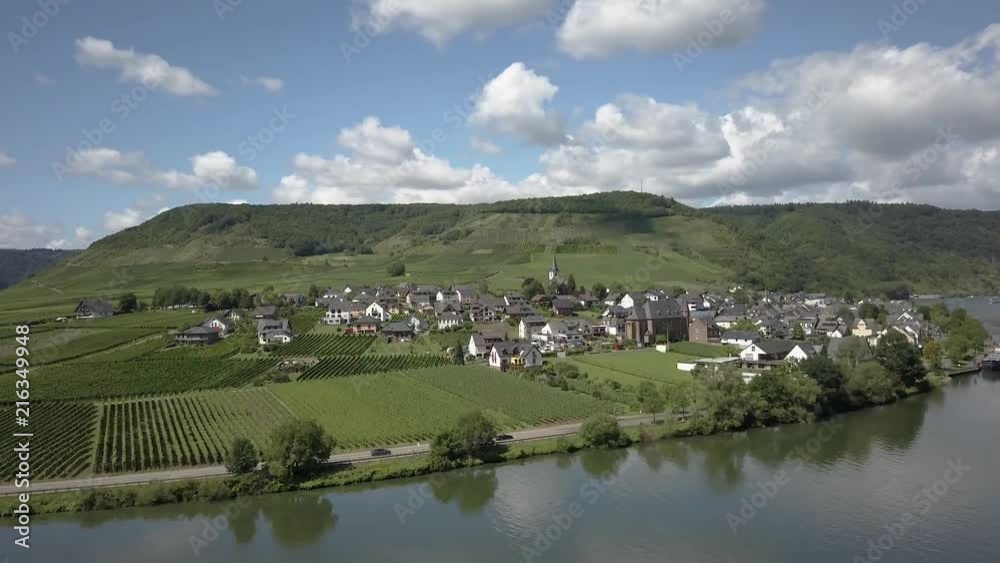 Small German town over the Rhine river. Small German town over the Rhine river.