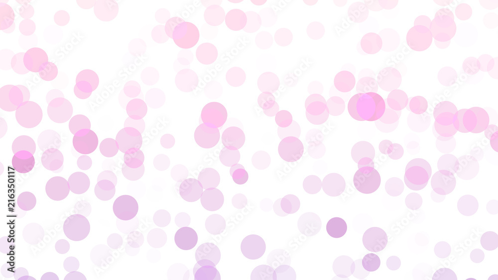 Cute abstract background, pink and purple bokeh spots on white