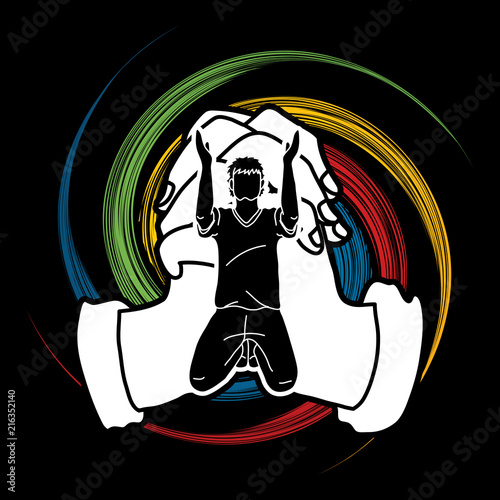 Prayer, Christian praying together , cartoon graphic vector