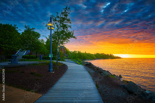 Brilliant morning sunrise at Canal Park Duluth MN