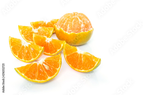 orange slice fruit fresh on white background