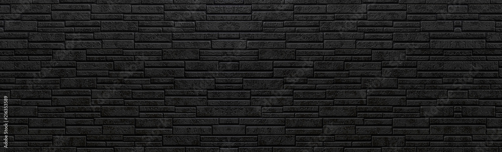 Panorama of Black stone wall background