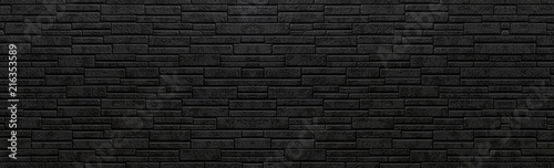 Panorama of Black stone wall background