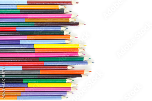 colored pencils drawing multicolored border on white background
