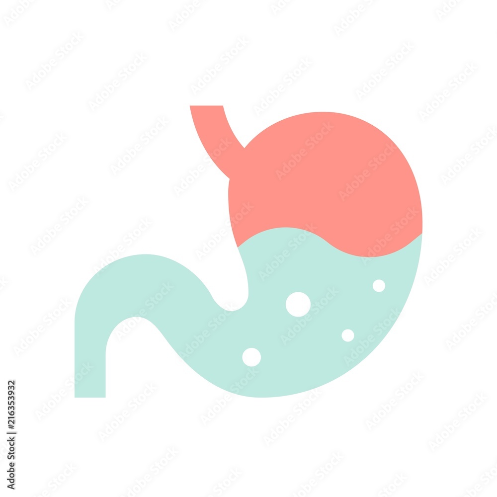 acid in gastric stomach, medical and hospital related flat design icon set