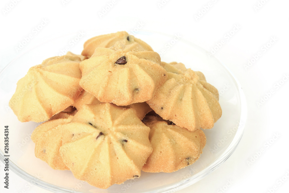 chocolate chip cookies biscuits on white bakcground chocolate chip cookies biscuits on white bakcground