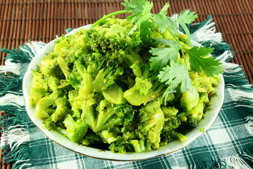 Indian gujarati Style Broccoli Vegetarian Stir Fry, Broccoli Thoran, Broccoli ki Sabzi,broccoli curry shaak photo