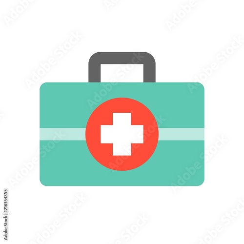 first aid kit, medical and hospital related flat design icon set