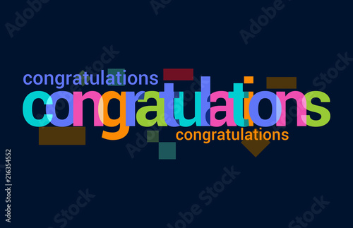 Congratulations Colorful Overlapping Vector Letter Design Dark Background