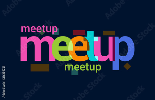 Meet up Colorful Overlapping Vector Letter Design Dark Background