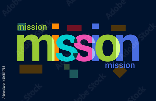 Mission Colorful Overlapping Vector Letter Design Dark Background