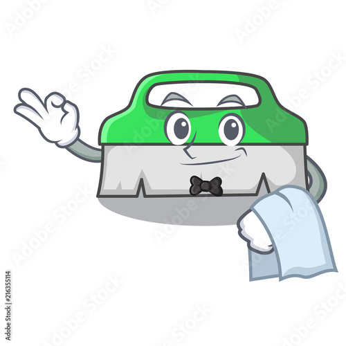 Waiter scrub brush mascot cartoon