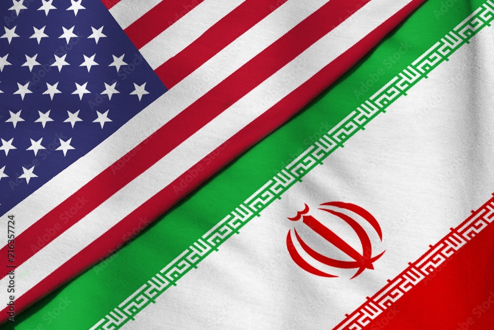 Flag of the Islamic Republic of Iran. Flag of the United States of