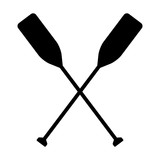 Two boat paddles or canoe oars flat vector icon for nautical apps and websites