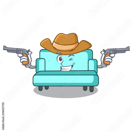 Cowboy sofa character cartoon style