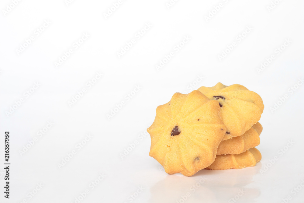 chocolate chip cookies biscuits on white bakcground chocolate chip cookies biscuits on white bakcground