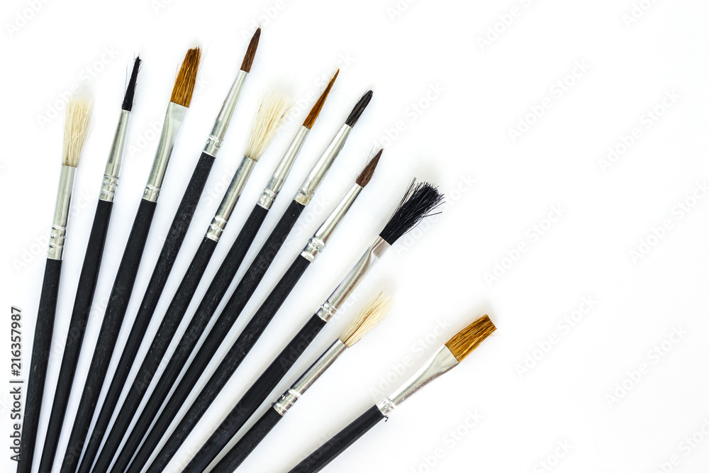 paint brush set tool art on white background paint brush set tool art on white background