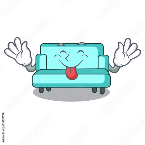 Tongue out sofa mascot cartoon style
