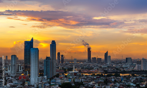 scenic of sunrise cityscape and beautiful golden skyline © bank215