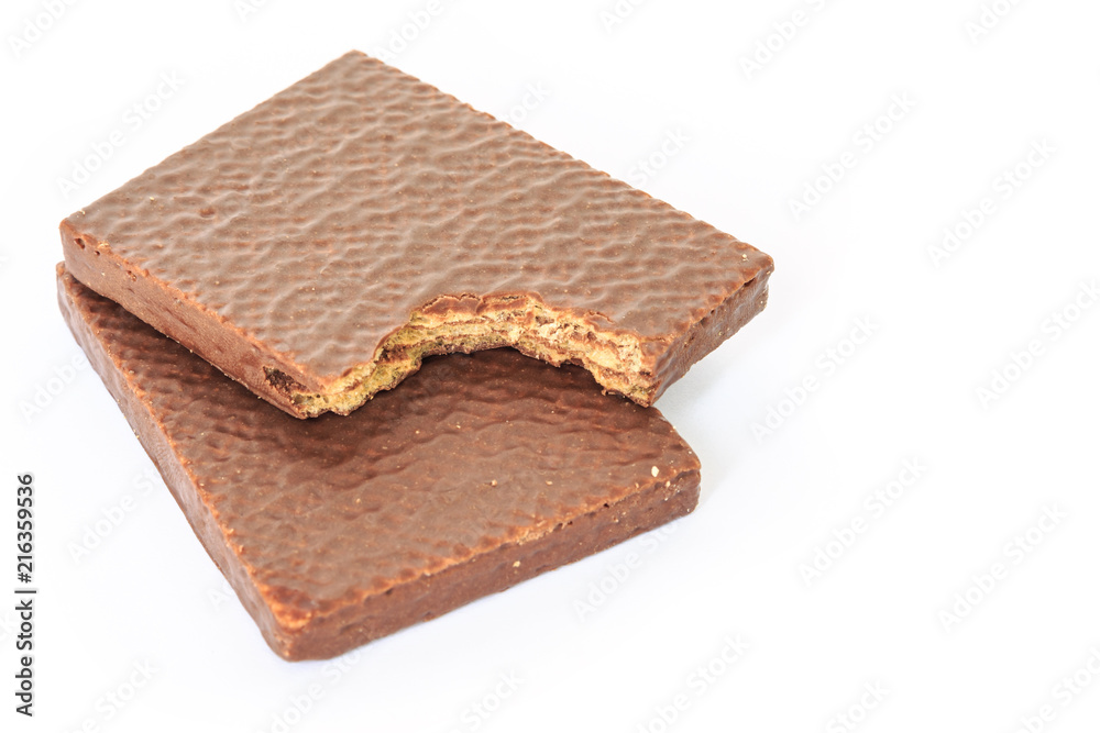 wafer chocolate dessert on white background wafer chocolate dessert on white background
